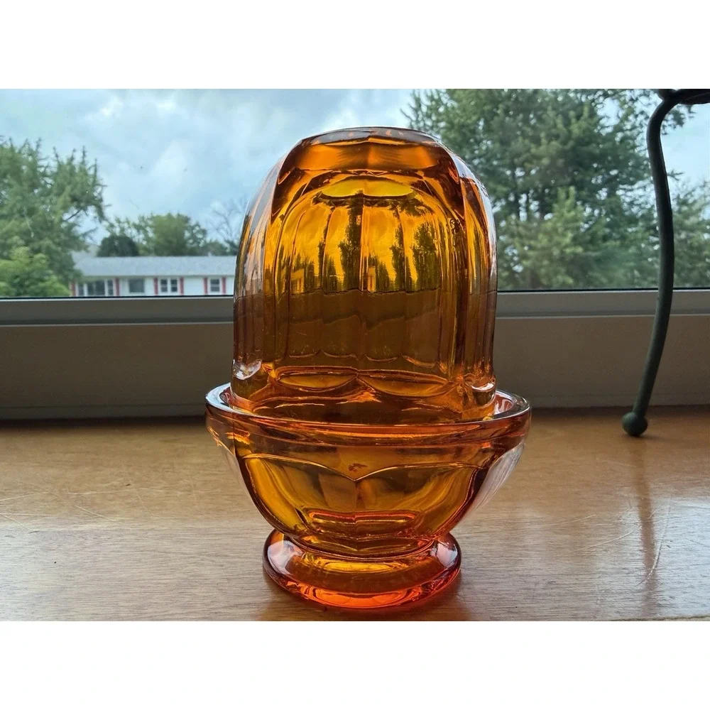 Viking Glass Persimmon Orange Arlington Fairy Lamp Glimmer GLOW MCM Vintage RARE